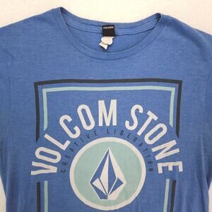 Volcom Stone Crew Neck Short Sleeve Graphic T Shirt Mens Size Small S Blue